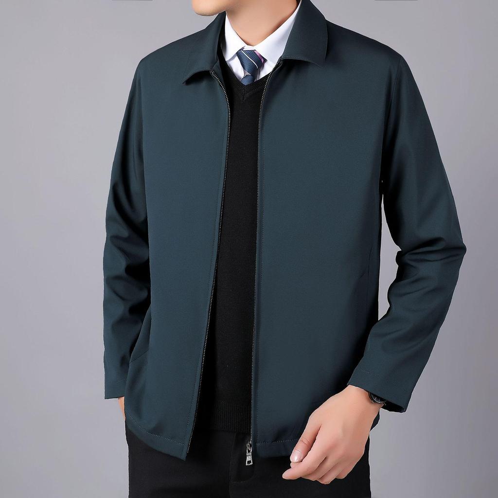 2023 Men's Spring Casual Business Jacket - Middle-Aged Fashion Trend, Turn-Down Collar