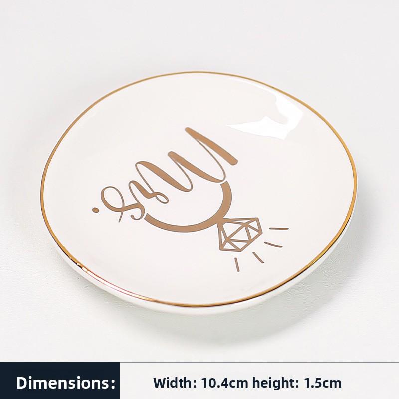 Irregular Round Ceramic Jewelry Dish White Porcelain Ring Holder Organizer Trinket Tray for Bedroom Vanity Home Decor Gift