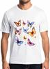 Bunte Schmetterling Herren T-Shirts, Kurzarm T-Shirts für Herren Rundhals T-Shirt Aquarellverlauf Herren T-Shirts