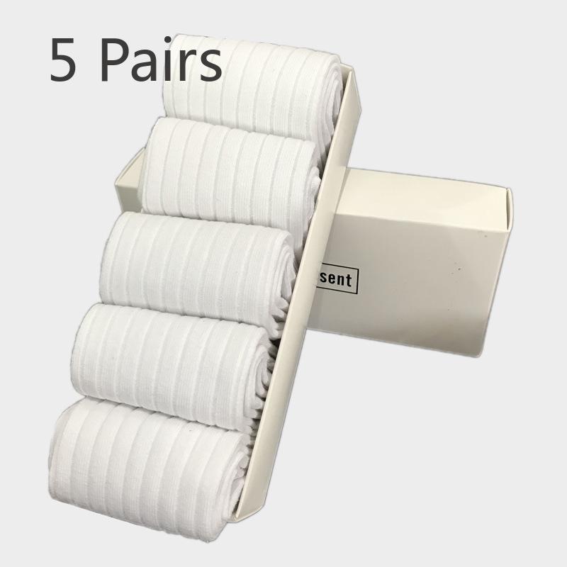 5 Pairs of Men's Spring and Autumn Striped Cotton Box Commercial Tube Socks