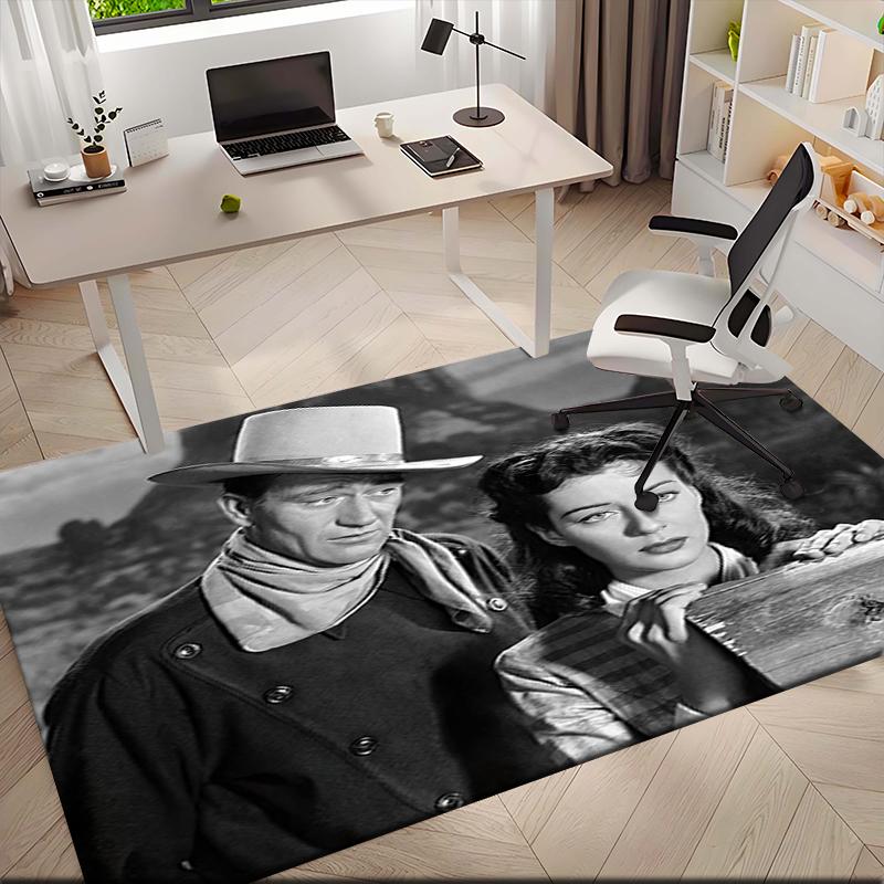 1pz Tappeto John Wayne e la Cowgirl Western per Soggiorno Camera da Letto Casa Decorazione Divano, Tappetino Antiscivolo per Giochi Bambini