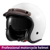Red Vintage Motorcycle Helmet Three-Quarter Male Female Dual Lens Cruiser Biker Headgear Protection with Mirror Feature