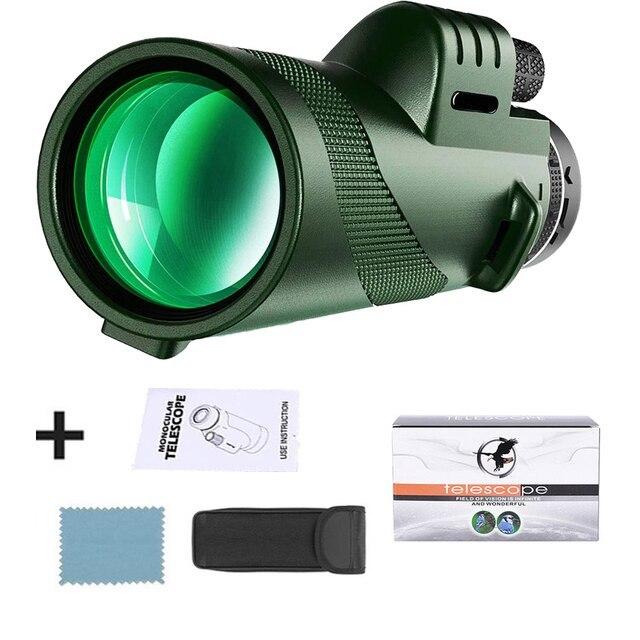 

1PC 80x100 HD ZOOM Потужний монокулярний телескоп Портативний бінокль Телескоп далекої дії Полювання Кемпінг зі штативом Телефонний затиск
