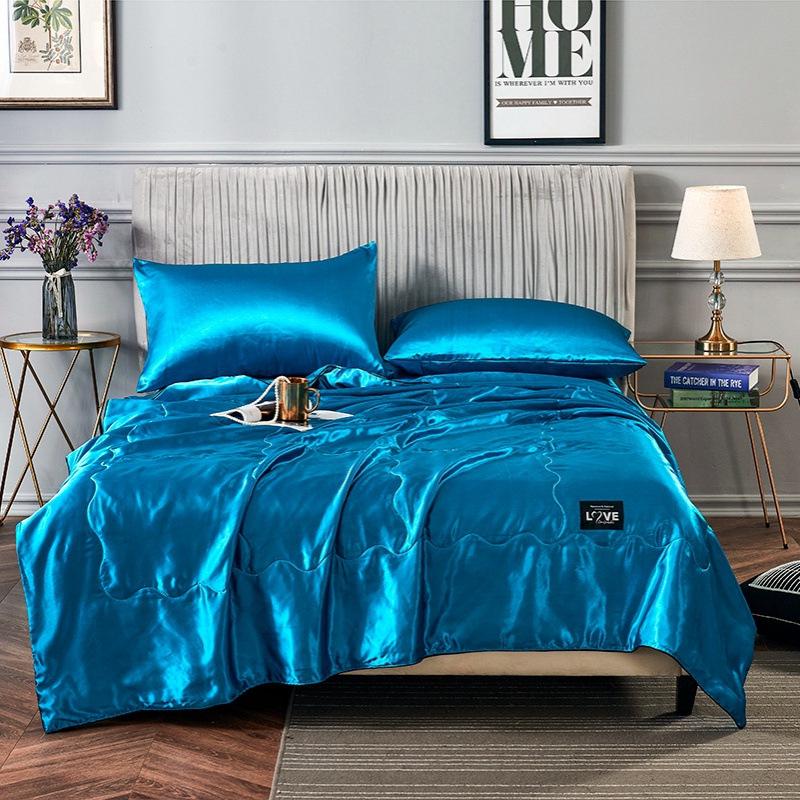 Ice Silk Cooling Summer Quilt: Solid Color, Waterproof, Air Conditioning Blanket
