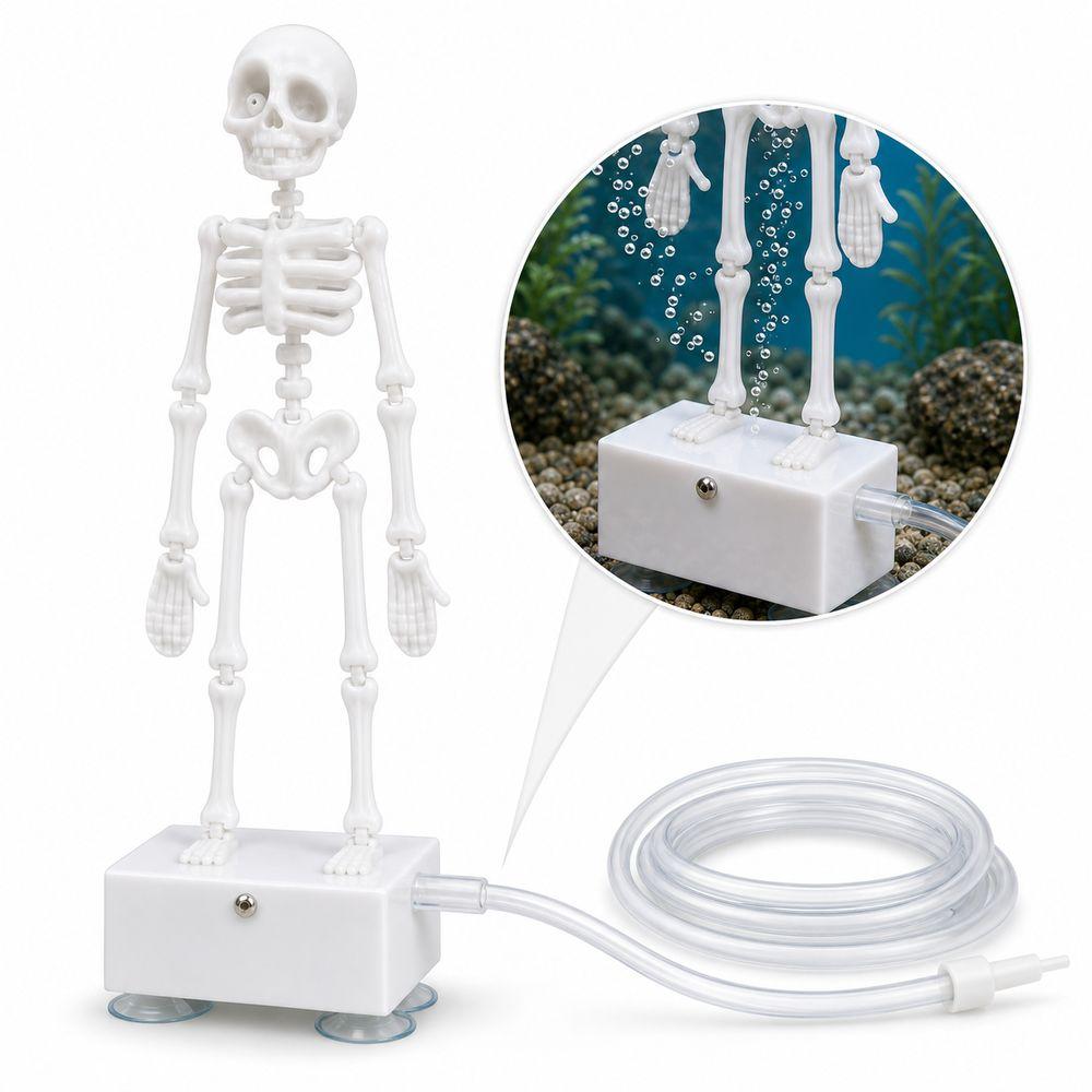 Bubble Activated Aquarium Skeleton Ornament Luminous Skeleton Air Stone Fish Tank Decoration