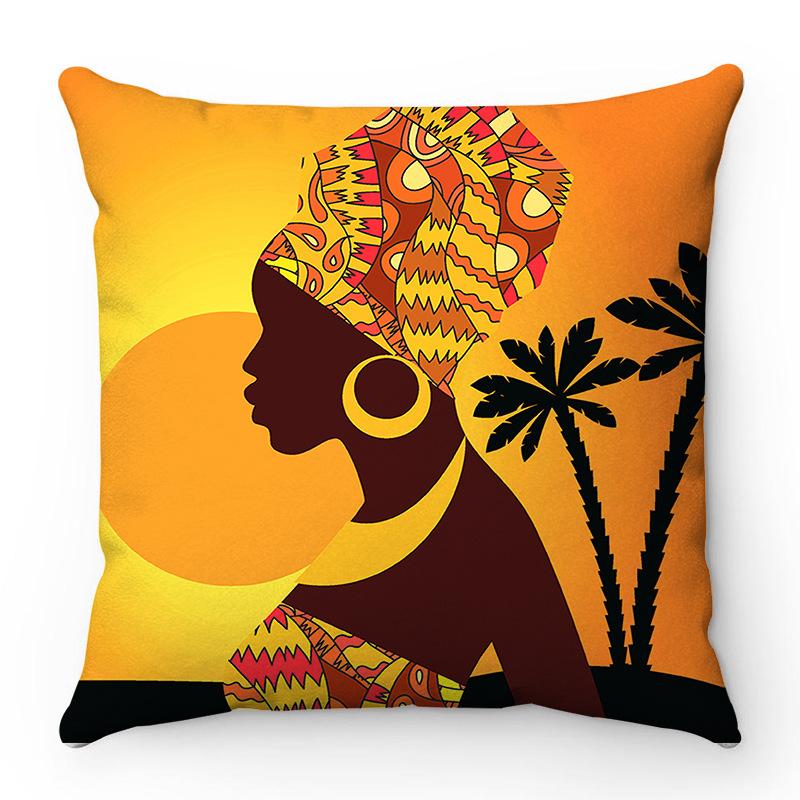 Oil Painting Of An African Woman Digital Printing Short Plush Pillow Covers For Car Sofa Office Cushion Cover Home Goods 60X60Cm