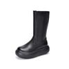 Stivali Alti da Donna Vintage in Pelle con Punta Tonda, Suola Spessa e Zip Laterale - Edizione Autunno/Inverno 2025.