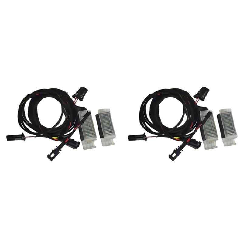 

2Set Car LED Footwell Light Foot Lamp With Cable Wire Harness For PASSAT 3G B8 Golf 7 MK7 Tiguan 2017 5GG947409 чорний