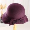 Autumn and winter women's high-end hats, middle-aged mother hats, top hats, woolen bows, basin hats, fashion hats, ladies