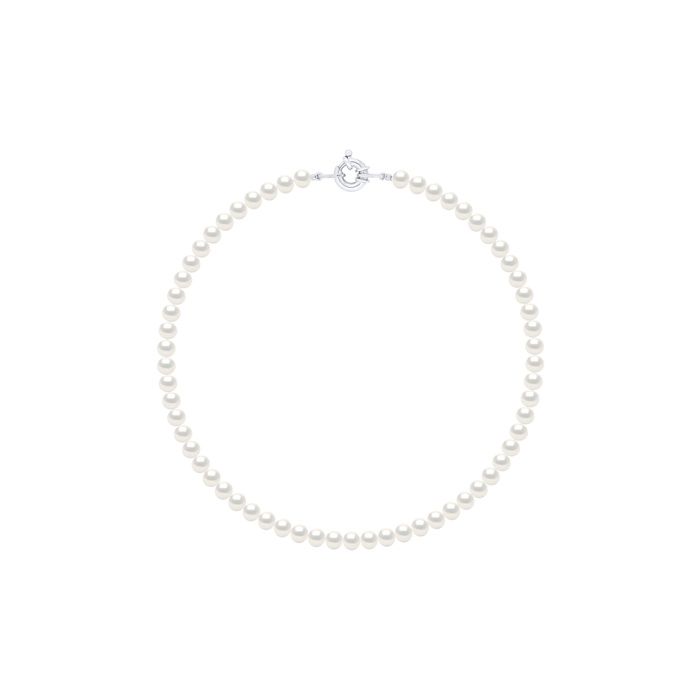 Collier - PEARLS & COLORS - Prestige - Perles d'eau douce semi-baroques 6-7 mm - Blanc - Fermoir Argent 925 rhodié