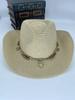 Bohemian Straw Hat With Beaded Chain Decor, Casual Sun Protection Hat For Women