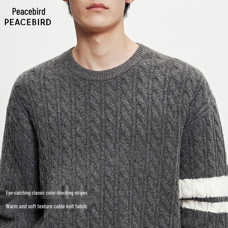 PEACEBIRD MEN Loose Fit Round Neck Pullover Sweater