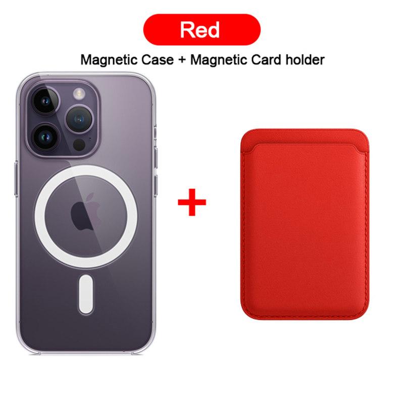 2-i-1 for Magsafe Kortholder Lommebok Magnetveske For iPhone 15 14 13 12 11 Pro XS Max X XR Trådløst ladetilbehør