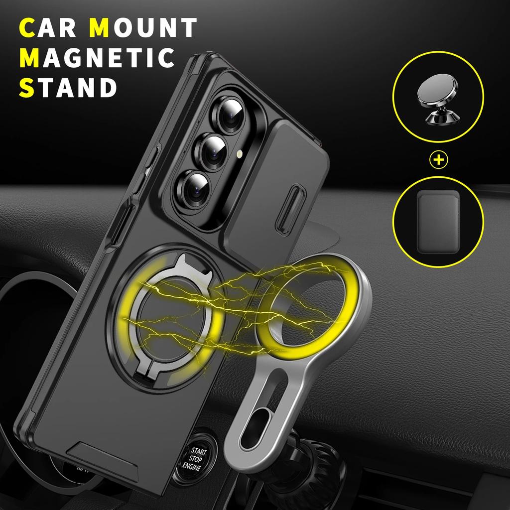 Magnetic Metal Ring Stand Matte Case for Samsung Galaxy Z Fold7 Fold6 Fold 7 6 5G ZFold7
