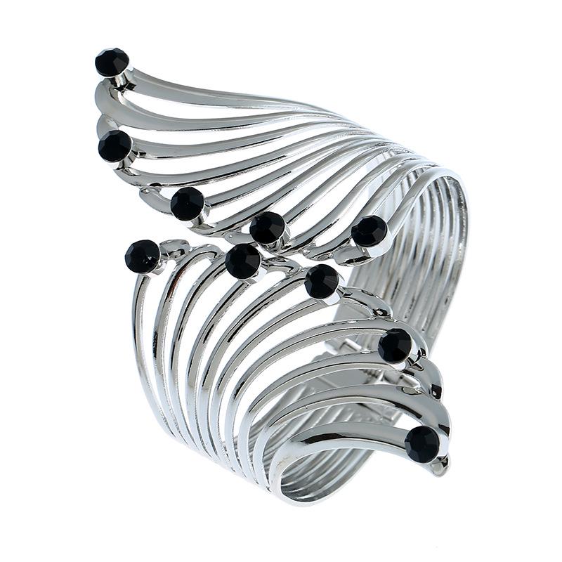 New Fashion Bracelet Fashion Feather Inlaid Diamond Metal Bracelet Fashion Jewelry