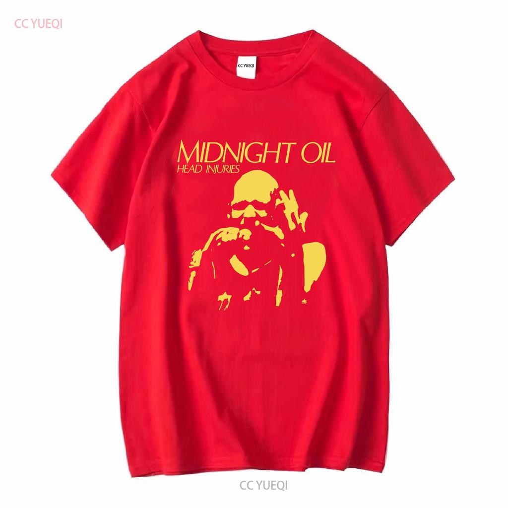 T-shirt Vintage Midnight Oil Head Injuries Cotone Pesante Nero S 4XL Hh400 Maniche Lunghe o Corte Lavaggio Vintage Morbido Streetwear