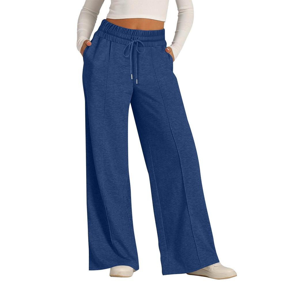 Women's Pants Fashion Casual Pants Solid Color Drawstring High Waist Pants With Pockets