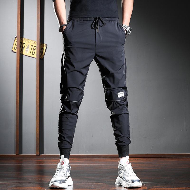 Men's 2024 Ice Silk Ankle-Length Casual Sports Pants - Summer Thin Tencel Korean Slim Fit Trousers