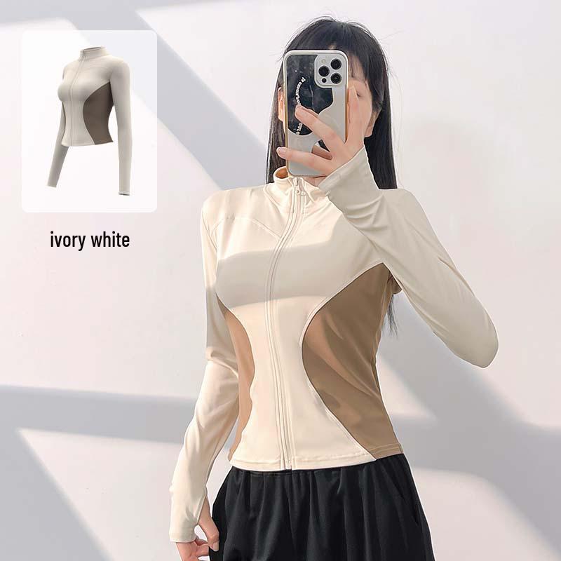 

Женская спортивная куртка Juyitang облегающего кроя с цветовыми блоками для йоги M