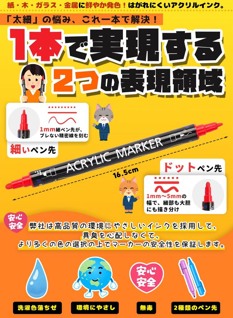 Acrylic 60 Dot Fine Suitable for Plastic Kids Gift Markers, Colors, & Tip, Water-Based, Non-toxic, Odorless, Waterproof, Quick-Drying, Drawing,