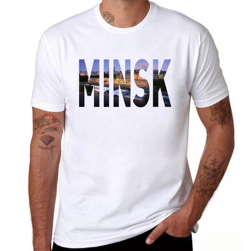 Sapextee Minsk City Printing Men T Shirt Summer Casual Short Sleeve Brand Design Tshirts Belarus City Minsk White Men Clothes