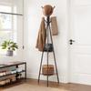 VASAGLE Rack Stand, Coat Tree, Hall Tree Free Standing, Industrial Style, with 2 Shelves, for Clothes, Hat, Bag, Greige and Black