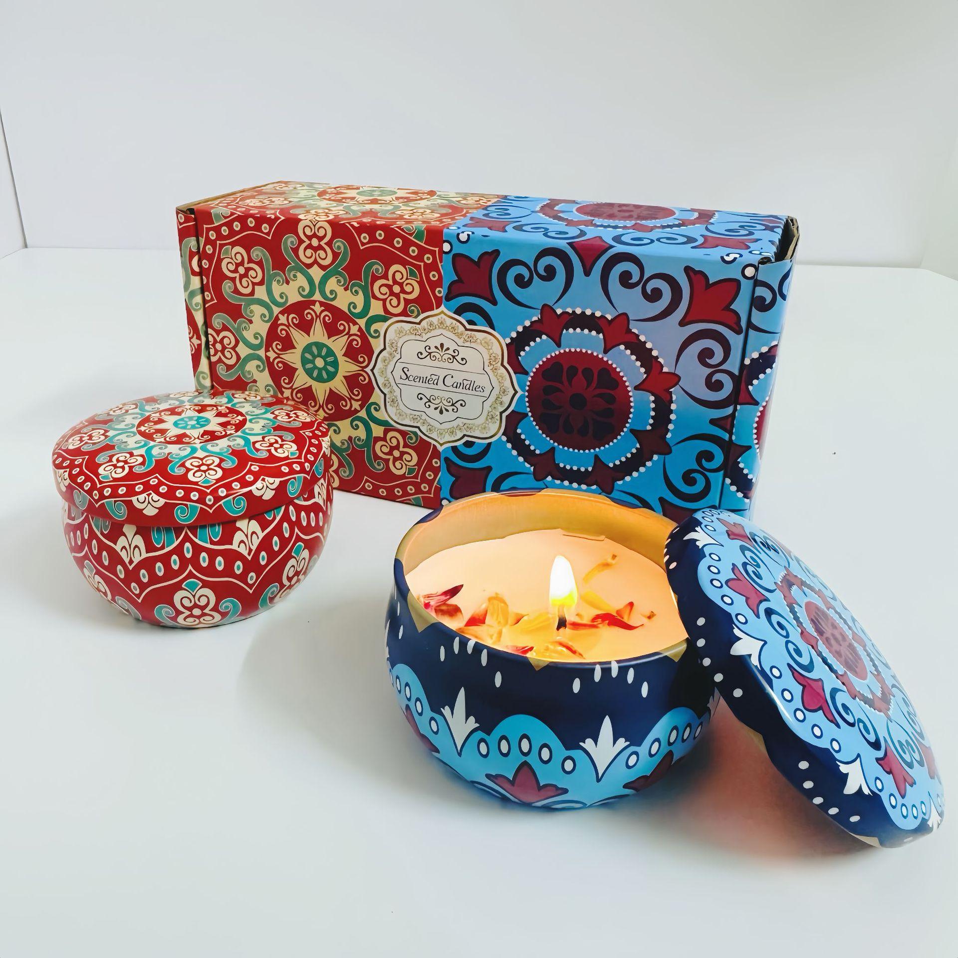 

Soy Wax Plant Dried Flowers Fragrance Candles Two-pack Gift Box Wedding Companion Hand Birthday Gift Scent Candles 6X4cm two-pack gift box