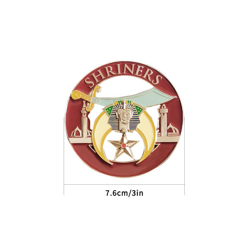Masonic Car Emblem SHRINERS Badge Mason Zinc Alloy Freemason Size 3 Symbol Gift for Freemason Cloth Accessories One Size