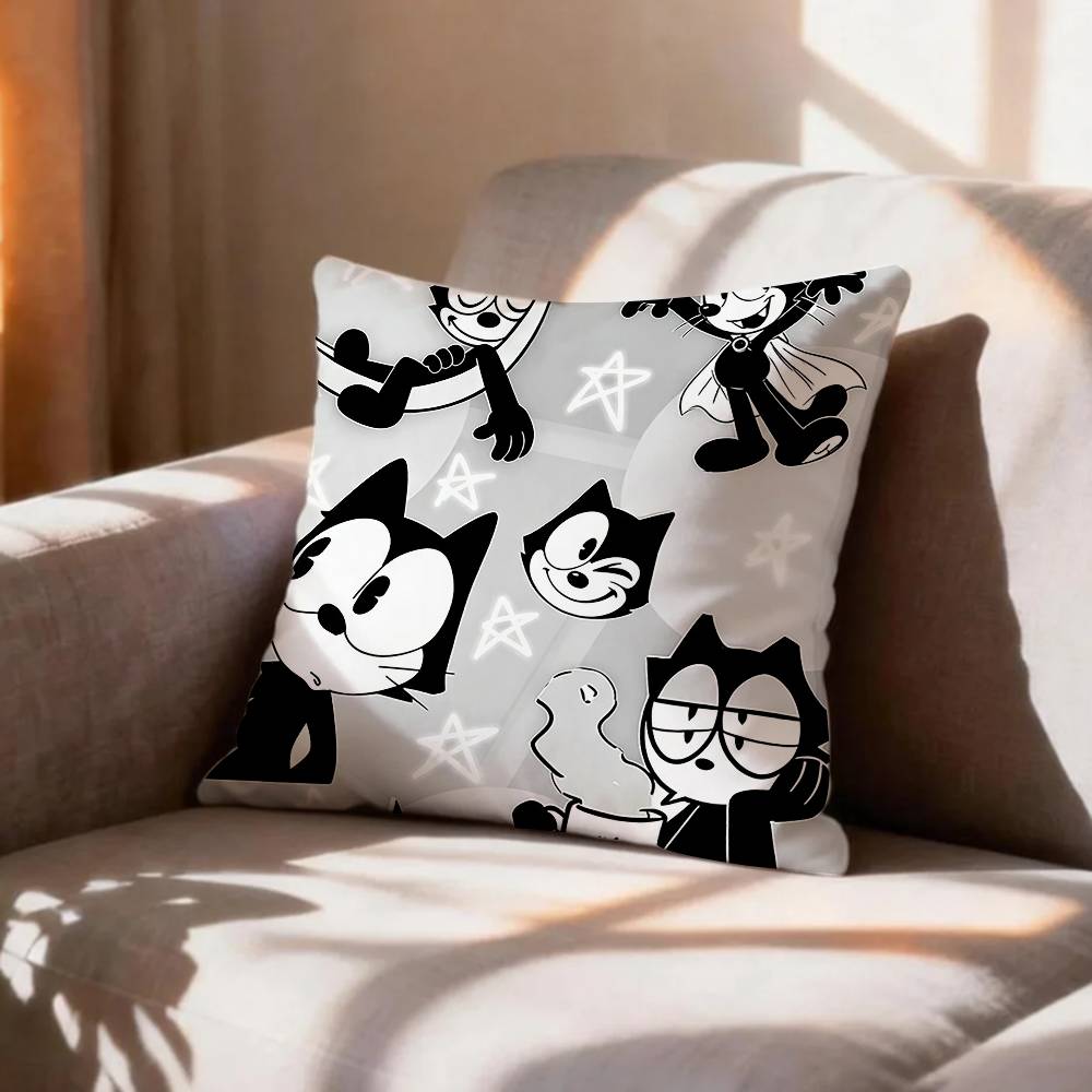 Vintage Animation Character FFelix The Cat   Pillow Case Pattern Printed Pillowcase For Living Room Sofa Cushion Cover