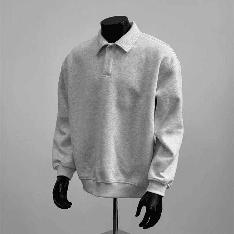 Pánská podzimní a zimní bunda, hezká, volná a všestranná mikina s polo límečkem, americká retro sportovní mikina
