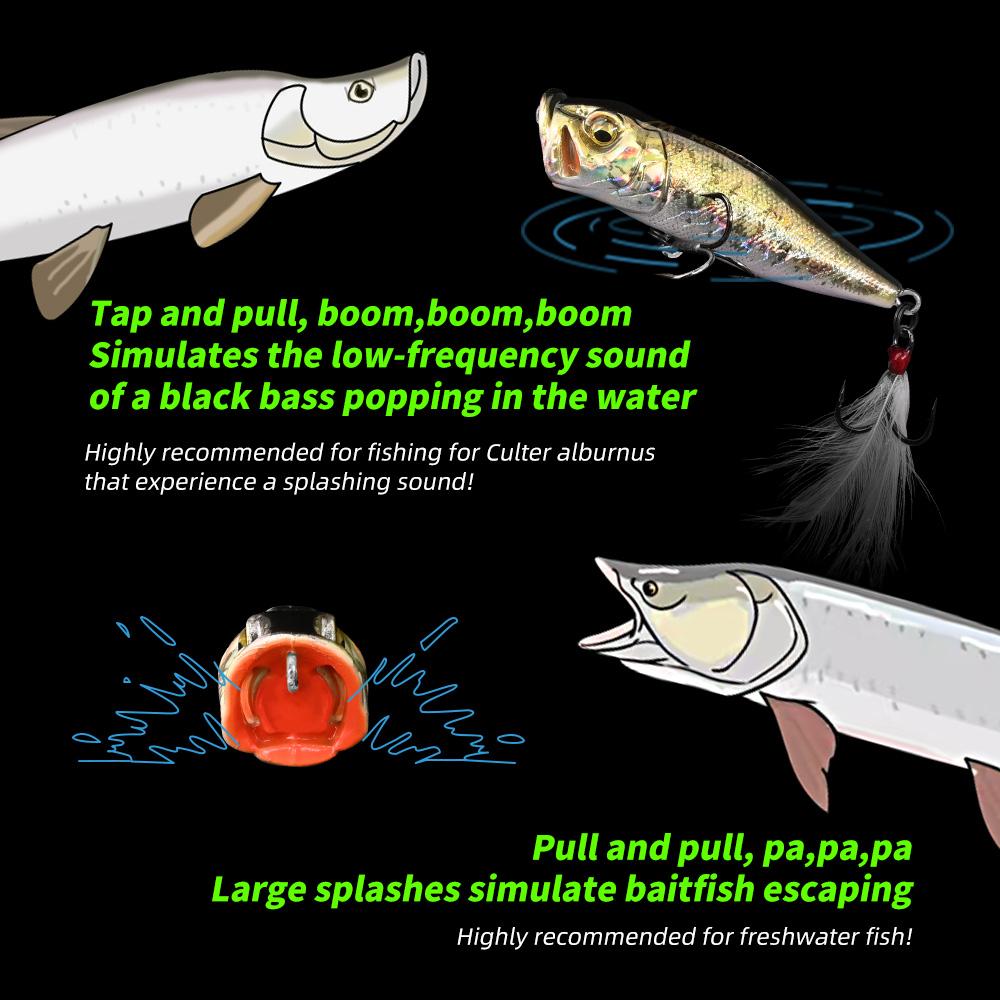 MEREDITH POPX Popper 64mm 8.4g Surface Chugger Feather Tail Pike Bass POPX