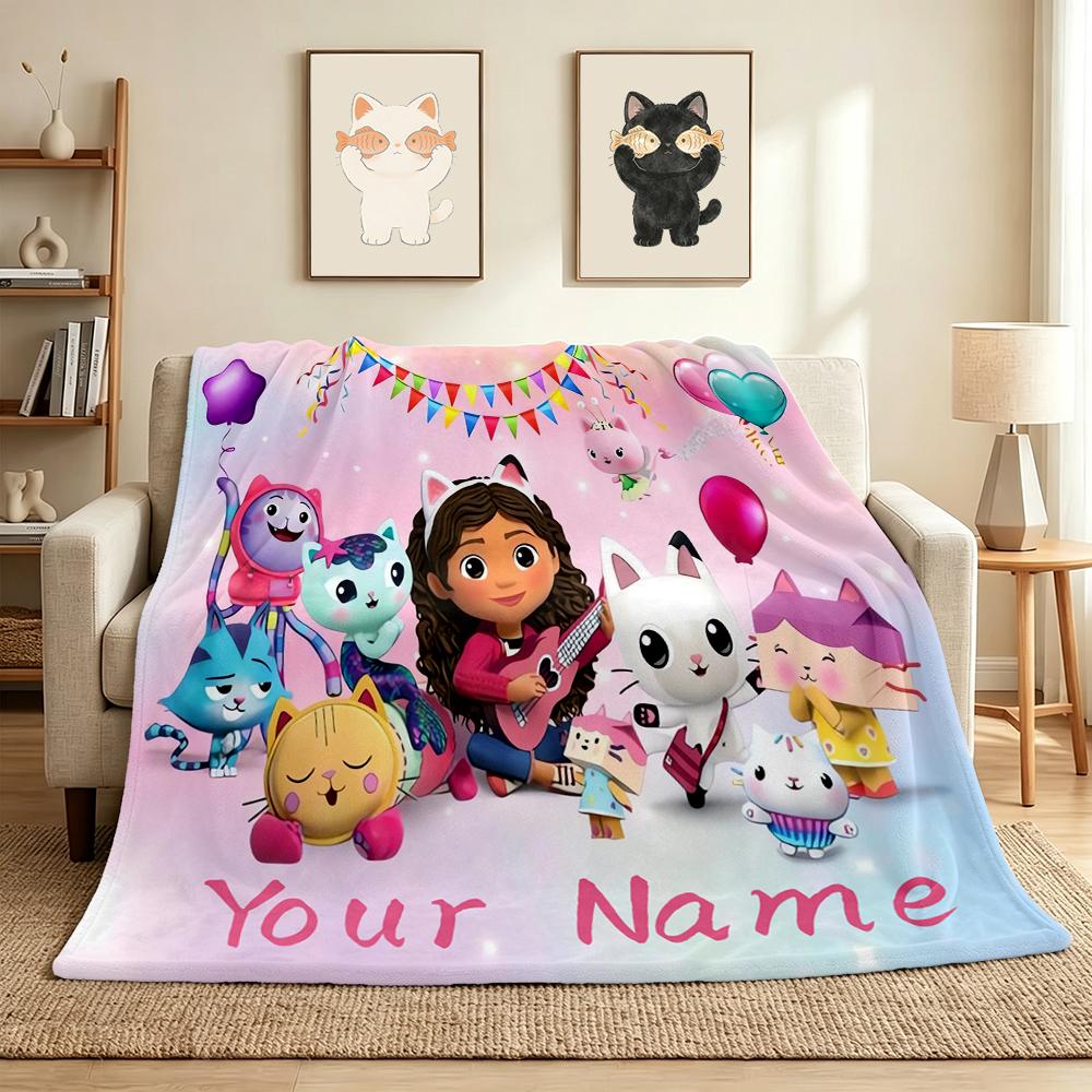 Custom Name Fairy Cat Dreams Flannel Blanket Throw Blanket Soft Warm Sofa Bed Home Decor Unique Gift