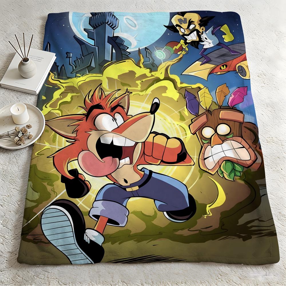 game C-Crash Bandicoot-T Throw Warm Soft Flannel Blanket, Multi-use for Sofa Bed Camping Travel Nap