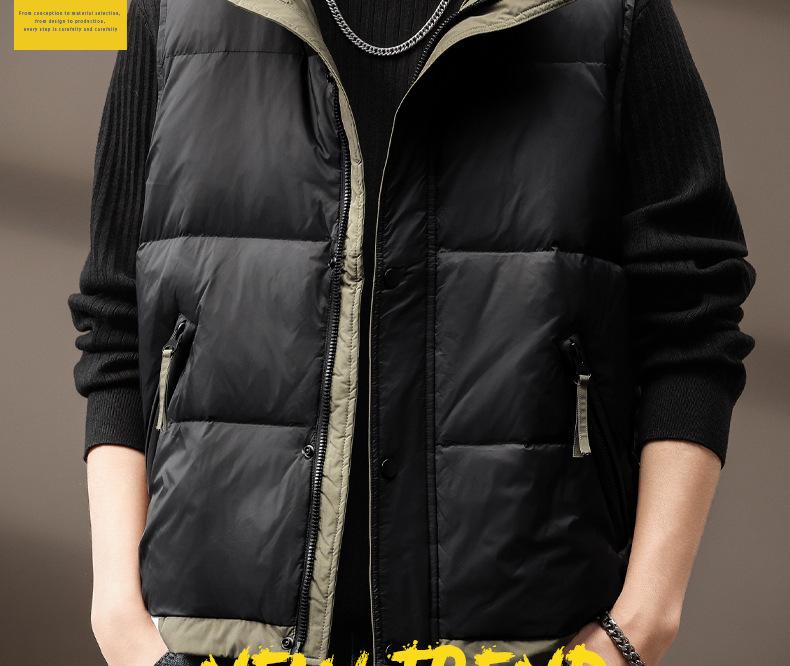 Men's Winter White Duck Down Vest - High-End, Lightweight, Stand-Up Collar, Warm and Thickened Sleeveless Outerwear