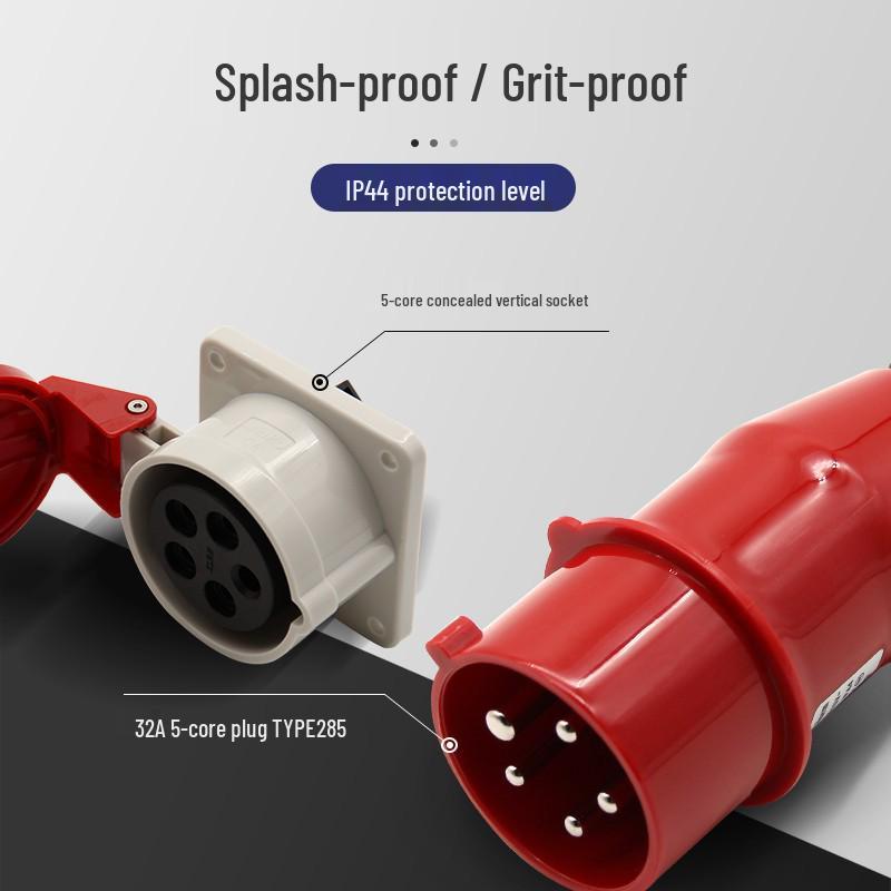 Weipu TYP285 6823 32A 5-Pin Industrial Plug & Socket, IP44 Surface/Flush Mount