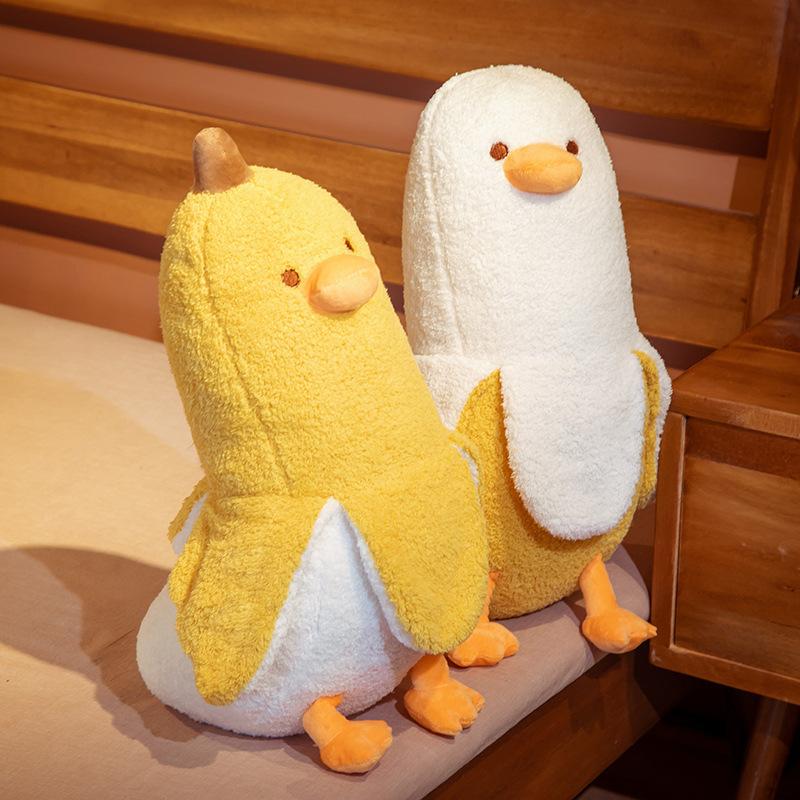 Duck doll big yellow duck plush toy banana pillow big white goose side sleeping pillow with legs folded for women