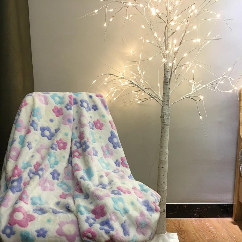 Blanket Floral 80*100cm Sweet Korean Style Coral Fleece Design Retro Lovely Popular Sofa Home Textile Comfortable Ins Travel New 80x100cm