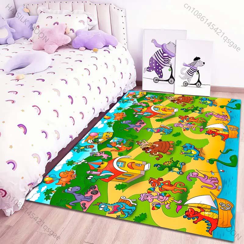 Teppich mit Cartoon-Tiermuster für Wohnzimmer, Schlafzimmer, Sofa, kreative Fußmatte, Heimdekoration, Kinderaktivitätsbereichteppiche