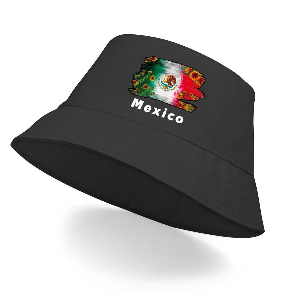 Mexican Flag Cactus Print Bucket Hat , Patriotic Fisherman Cap Fashion Casual Reversible Fishing Hat