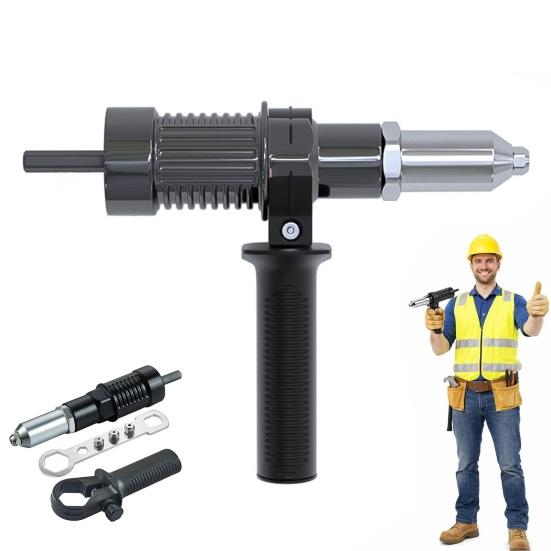 Kit Adaptor Burghiu pentru Piulițe Rivetate, Coadă Hexagonală de 1/4 Inch, Burghie Electrice Fără Fir, Atașament Șurubelniță pentru Piulițe Rivetate cu Rotație la 360 de Grade