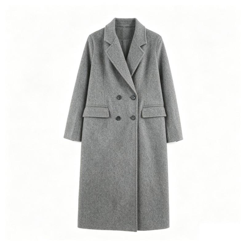 Womens Wool Blend Long Sleeve Double Breasted Coat 2025 Fall Casual Loose Fit Outerwear