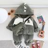 Boys' Fleece Hooded Jacket & Pants Set - Korean Style Winter Fashion
