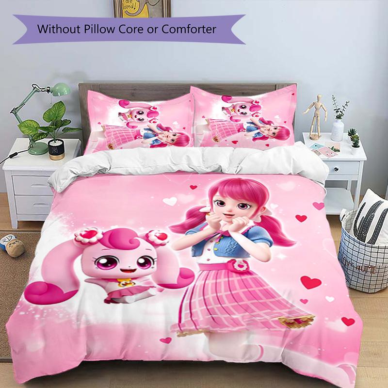 3pcs Catch! Teenieping pattern bedding set duvet cover set includes duvet cover &pillowcases, perfect all season bedroom decoration & gift