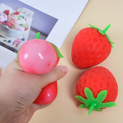 1/2/3/4 Stück Rote Erdbeer-Stressball Realistische Mini-Erdbeer-Quetsch-Fidget-Spielzeug Dehnbares TPR Simulierte Frucht Sensorisches Spielzeug Gastgeschenke