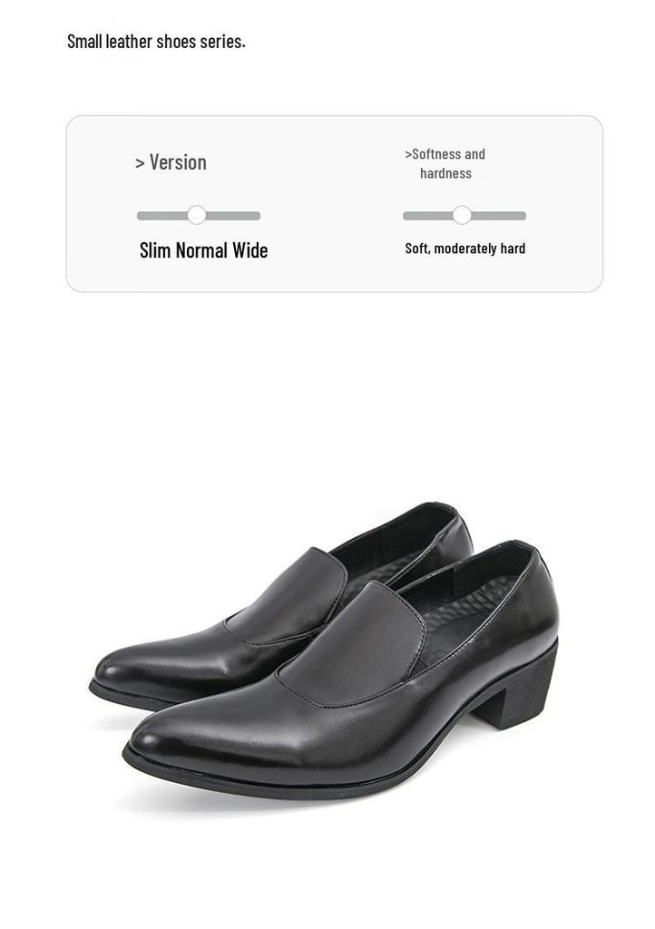 Plus Size Men's Formal Pointed Toe Leather Slip-on Shoes - Spring/Autumn 2025