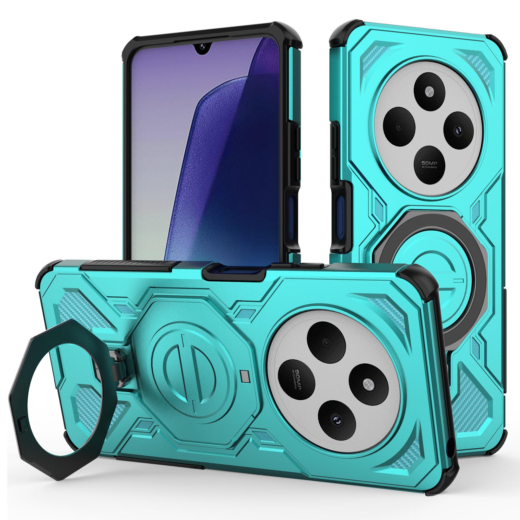 

Magnetic Case for Xiaomi Redmi 14C 4G/14R 5G/Poco C75 4G Rotating Metal Kickstand PC+TPU Phone Back Cover