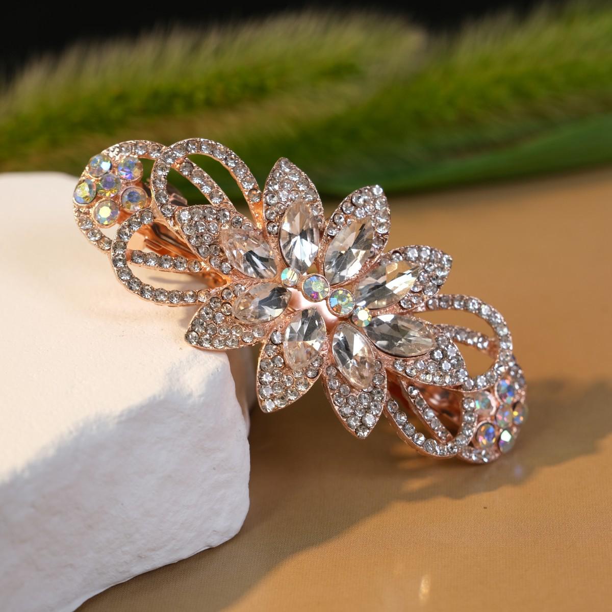 

Elegant Rhinestone Flower Hair Clip: Luxury Spring Accessory for Women