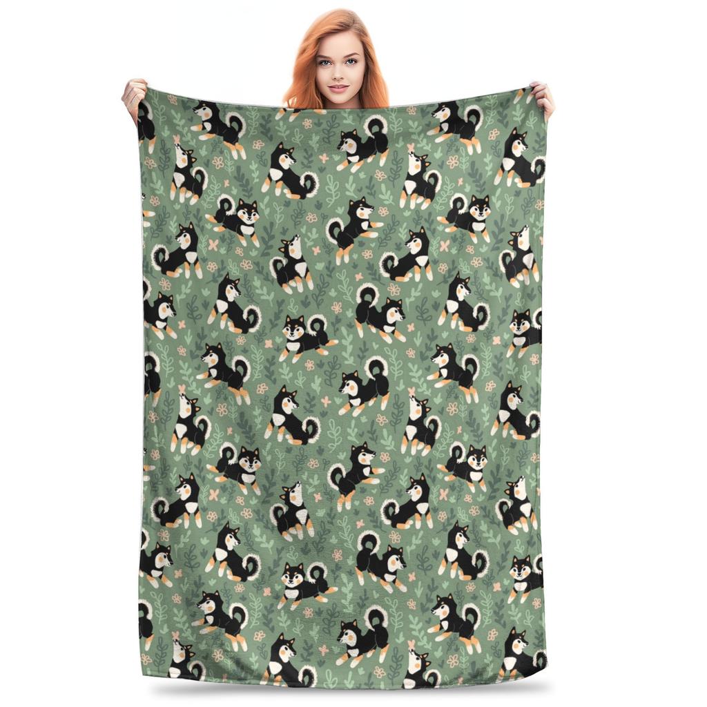 Minimalist Shiba Inu Design Lovely Cute Dogs Blanket Portable Flannel Sofa Throw Blanket for Home Bedroom Throws Bedspread Quilt