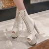 Women's high-heeled cool boots, sexy European and American style waterproof platform thick heel large size fish mouth shoes