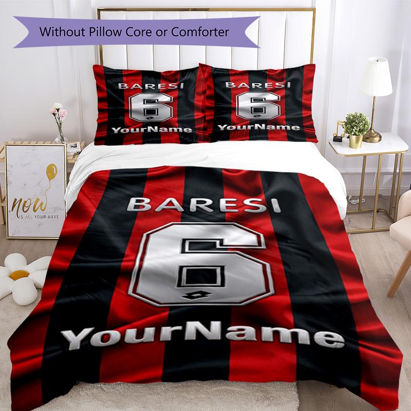 Ac Milan Personalizza il tuo nome Set Biancheria da Letto Copripiumino Traspirante con Federe Decorazione per la Casa Regalo di Compleanno